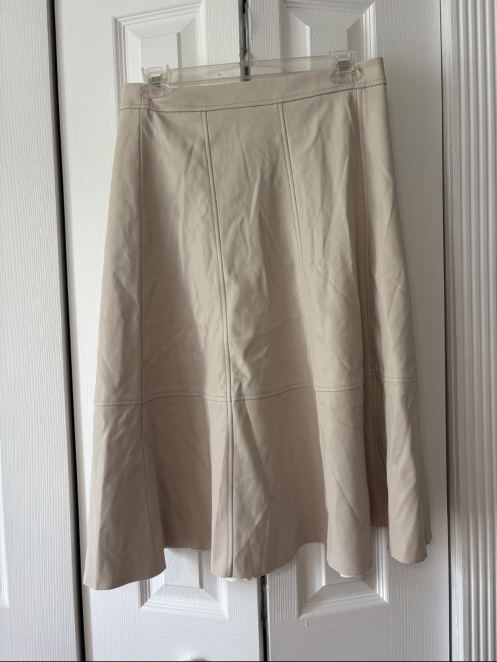Banana Republic Cream A-Line Leather Skirt